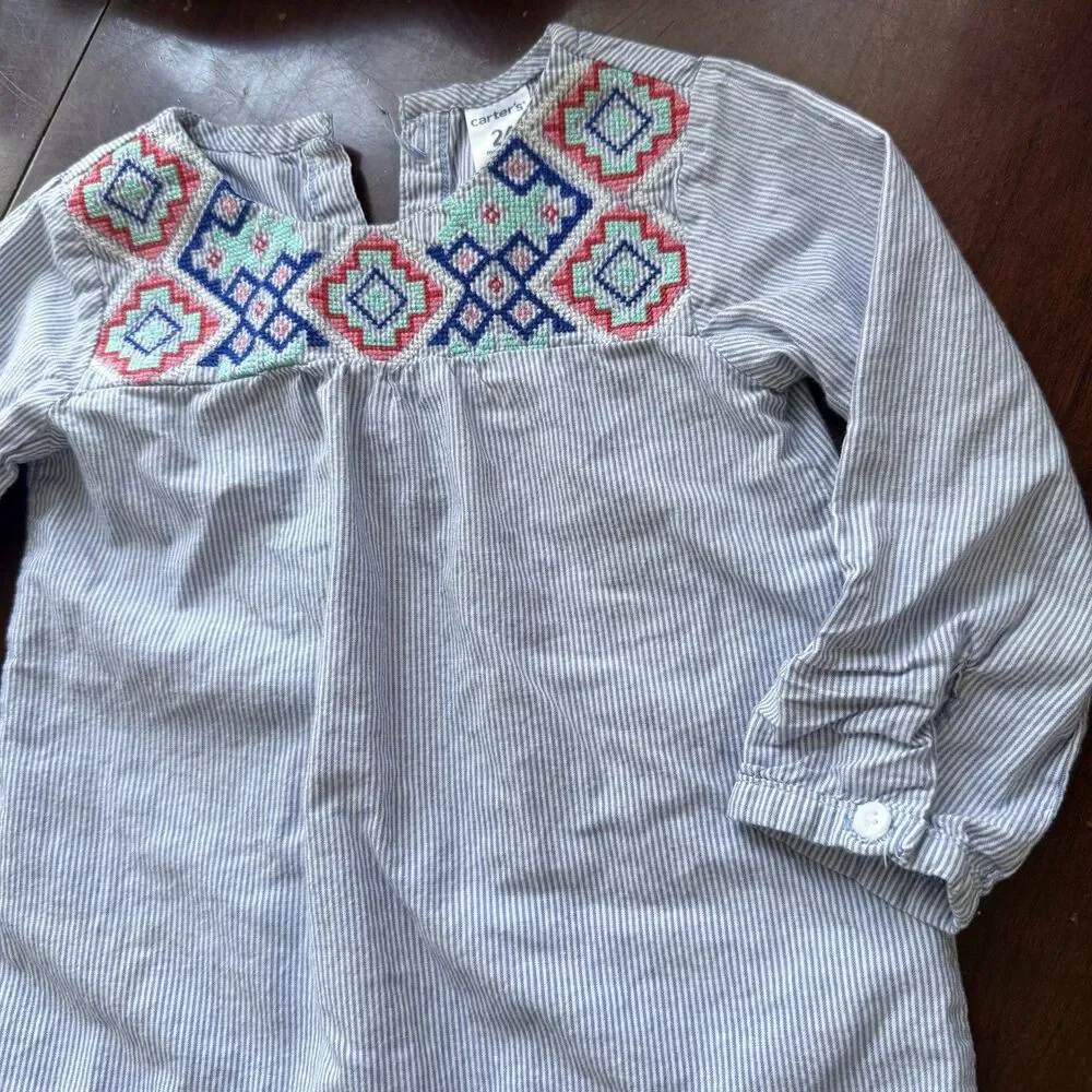 Carter’s Embroidered Boho Toddler Girls Long Geo Long Sleeve Tunic 2T